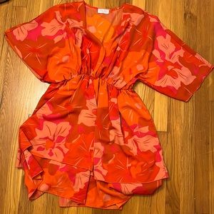 FEELING THE HEAT ORANGE FLORAL MINI DRESS - pink Lilly